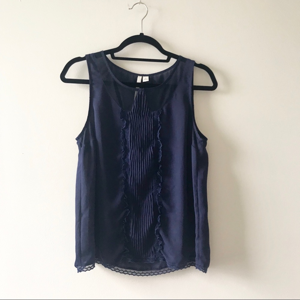 ⚡️LC Lauren Conrad Navy Semi Sheer Tank Top Blouse